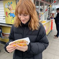 Vegan hot dog with pickles cucumber  at Akureyri Hot Dog Stand in Akureyri