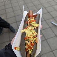 Volcanic hot dog at Akureyri Hot Dog Stand in Akureyri
