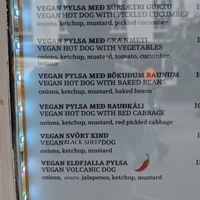 Vegan menu at Akureyri Hot Dog Stand in Akureyri