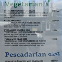 Veggie menu at Akureyri Hot Dog Stand in Akureyri