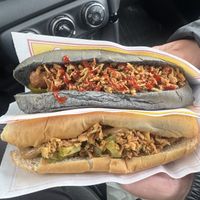 Volcanic dog and pickled cucumber  at Akureyri Hot Dog Stand in Akureyri
