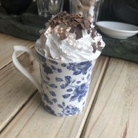 Vegan hot chocolate with trimmings.  at The Book Rest in Exmouth