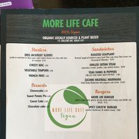 The menu, as of 6/30/18.  Contains typos! at More Life Cafe in Jersey City