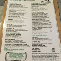 Dessert menu with several vegan options at The Quarter in Liverpool