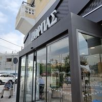 Front of store. It says Zorbas but in Greek at Zorbas Bakery in Paphos