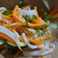 My favorite, the bánh mì dog. at Wheat Street Dogs - Food Cart in Wichita
