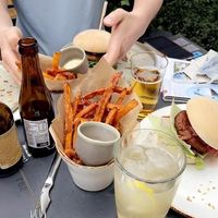 Potato fries with the beyond at Ellis Gourmet Burger in Bruges