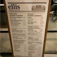 Menu at Ellis Gourmet Burger in Bruges