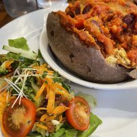Baked spud with bean chilli  at The Smiddy Bistro in Lochgilphead