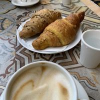Vegan cornetto and oat milk cappuccino  at Wellness Fruit Bar in Asti