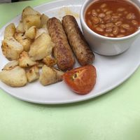 Vegan mushrooms with beans  at Crumbs Kitchen in Cardiff