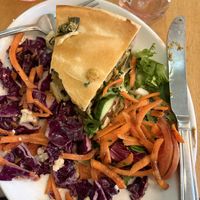 Chickpea & spinach pie. Sorry I’d already eaten some before I remembered to take a photo!  at Crumbs Kitchen in Cardiff