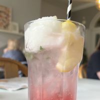Strawberry lemon sorbet float   at Hive Coffee Company in Jarrow