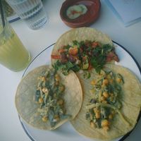 Vegan Tacos with mushroom and chili at Taco Santo in Ghent