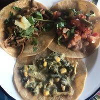 Three of the vegan tacos.  at Taco Santo in Ghent