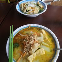 Laksa and ginger pho at Hanh Phuc - Vegetarian Restaurant in Surry Hills
