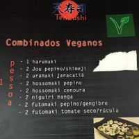 Vegan menu at Tenzushi in Aguas De Sao Pedro
