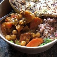 Curry, rice, chutney, Nan   at Leafy Greens & Co in Warrenpoint