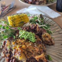 Lentil pie, salad, sweet corn and coleslaw (vegan), for £12 at Leafy Greens & Co in Warrenpoint