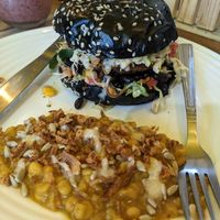 Charcoal burger at The Sunshine Food Co in Cape Town