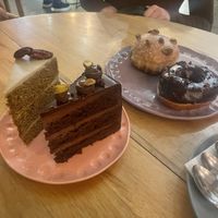 Cakes and doughnuts for a shared dessert  at KAIME in Medellin