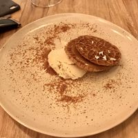 Oblea con arequipe vegano y helado de coco at KAIME in Medellin