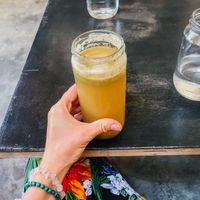 Organic, fresh-pressed juice. Just delicious! I chose grapes, red apple, cucumber and ginger.  at NektaR in Crete