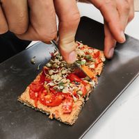 Sproted lentil-pure with topings.  at NektaR in Crete