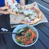 Yum...with salad at Mod Pizza in California