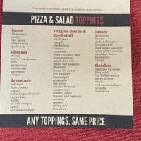 Menu at Mod Pizza in California