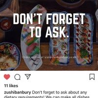Can make all dishes vegan if asked at Zushi in Banbury