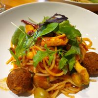 Tomato pasta with tofu balls at DACO in Kaohsiung
