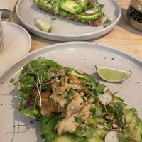 Tostada masa madre aguacate, heura, rabanitos   at Religion Coffee in Madrid