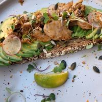 Avo toast con Heura at Religion Coffee in Madrid