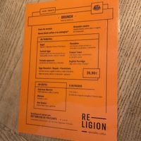 Carta de Brunch  at Religion Coffee in Madrid