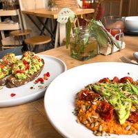 Sour porridge and avo toast! at Religion Coffee in Madrid