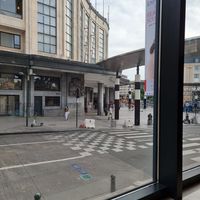 View from seatings at window, its right across the Central train station at BrewDog in Brussels
