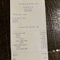 receipt with vegan monday discount   at BrewDog in Brussels