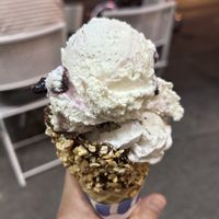 Vegan flavor of the week blueberry cone crunch  at Whit's Frozen Custard in Columbus