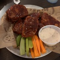 BBQ setain wings with vegan ranch  at Spinners Pizza & Subs in Albany