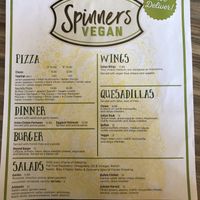 Front of menu at Spinners Pizza & Subs in Albany