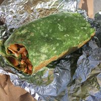 Tasty vegan soyrizo burrito at The Secret Spot in Huntington Beach