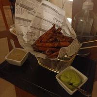 Best sweet potatoes with homemade sauces... at Sabores de Sandra in Mallorca