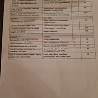 Menu at Sabores de Sandra in Mallorca