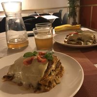 lasagne and lemonade at Sabores de Sandra in Mallorca