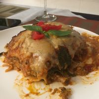 Maybe not the best photo but this is definitely the best vegan lasagne! at Sabores de Sandra in Mallorca