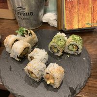 Iki combo - Spicy Veg, Green Tea and Crunchy Nato  at Sushi Roll Double Quotation IKI in Osaka