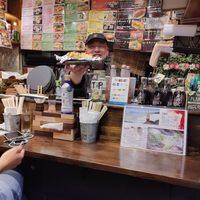 Great sushi chef with outstanding personality at Sushi Roll Double Quotation IKI in Osaka