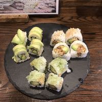 Avocado roll, Natto, green tea, delicious!! at Sushi Roll Double Quotation IKI in Osaka