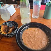 Gazpacho con pan at La Temeraria in Montevideo